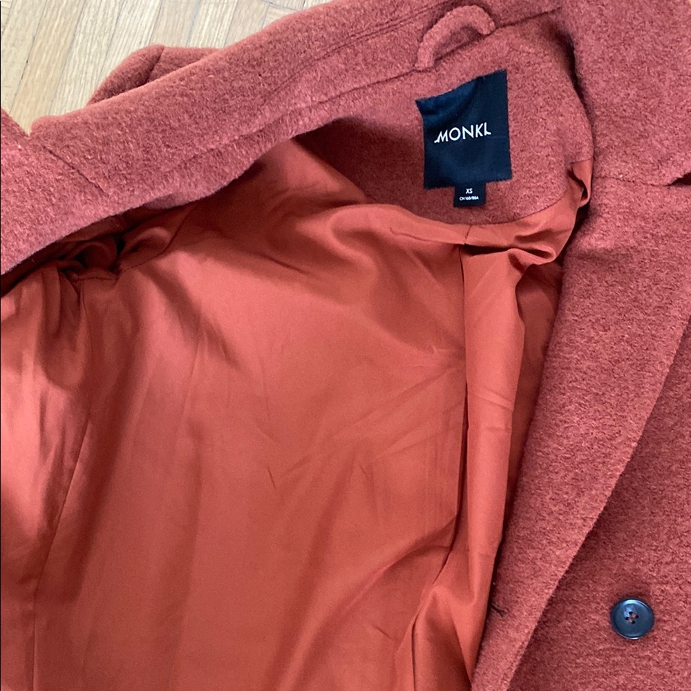 Monki Rust Double-Breasted Coat - Picture 4 of 10